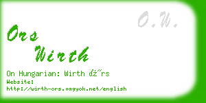ors wirth business card